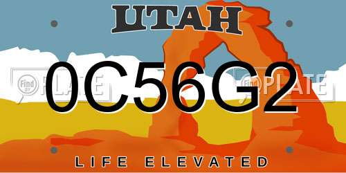 0C56G2 Utah License Plate