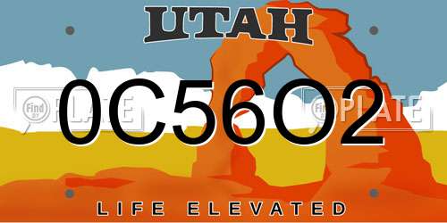 0C56O2 Utah License Plate