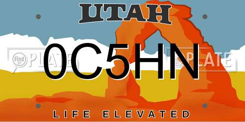 0C5HN Utah License Plate