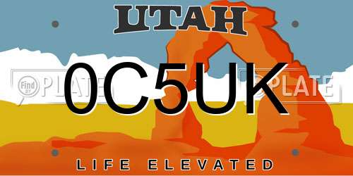 0C5UK Utah License Plate