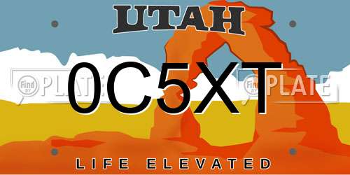 0C5XT Utah License Plate