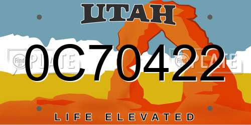 0C70422 Utah License Plate
