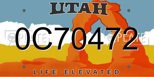 0C70472 Utah License Plate
