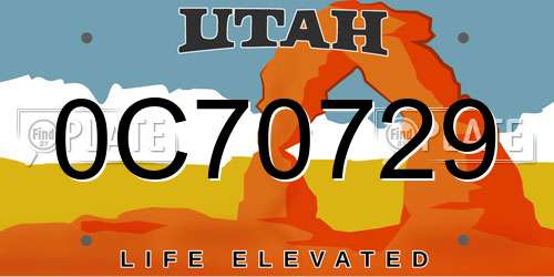 0C70729 Utah License Plate