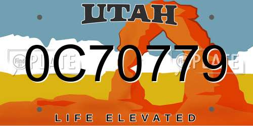 0C70779 Utah License Plate