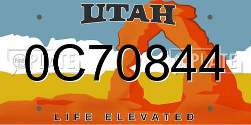 0C70844 Utah License Plate