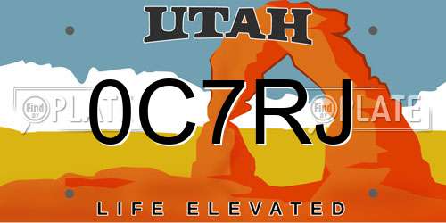 0C7RJ Utah License Plate