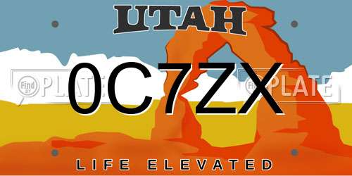 0C7ZX Utah License Plate