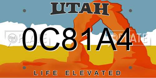 0C81A4 Utah License Plate