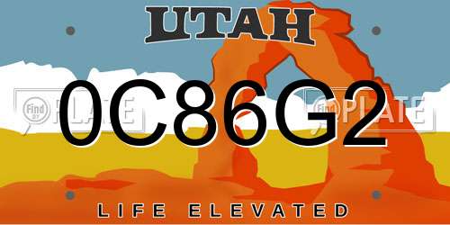 0C86G2 Utah License Plate