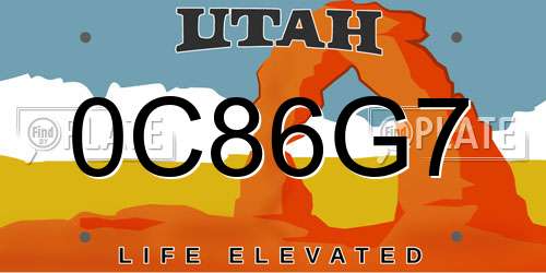 0C86G7 Utah License Plate