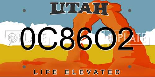 0C86O2 Utah License Plate