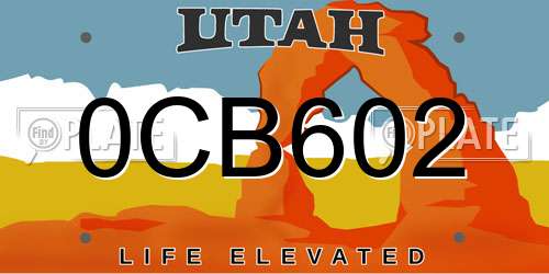 0CB602 Utah License Plate