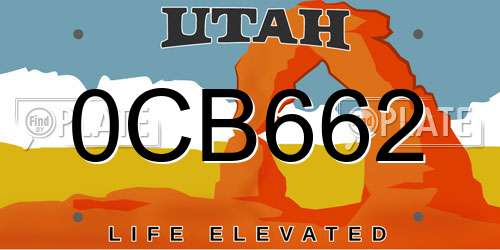 0CB662 Utah License Plate