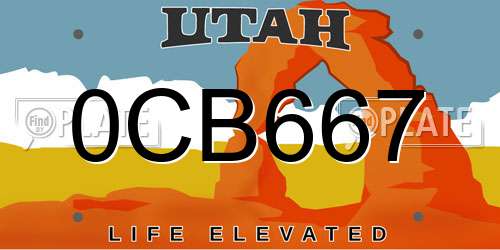 0CB667 Utah License Plate