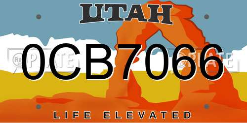 0CB7066 Utah License Plate
