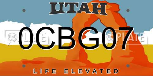 0CBG07 Utah License Plate