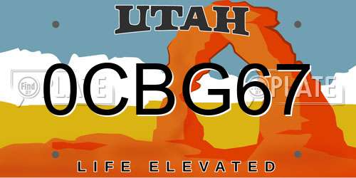 0CBG67 Utah License Plate