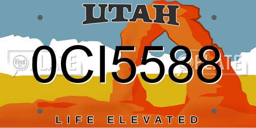 0CI5588 Utah License Plate