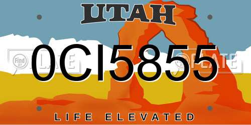 0CI5855 Utah License Plate