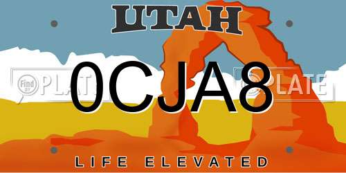 0CJA8 Utah License Plate