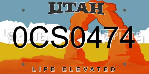0CS0474 Utah License Plate