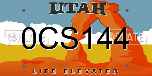 0CS144 Utah License Plate