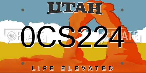 0CS224 Utah License Plate