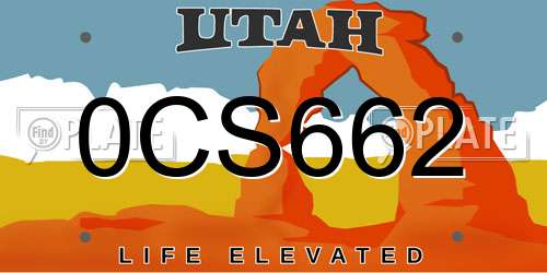 0CS662 Utah License Plate
