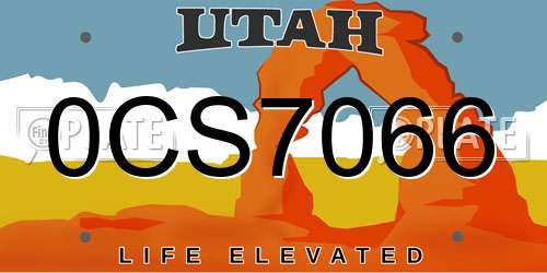 0CS7066 Utah License Plate