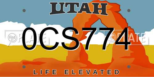 0CS774 Utah License Plate