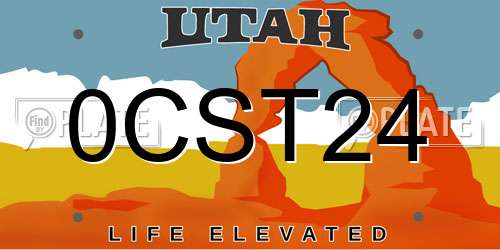 0CST24 Utah License Plate