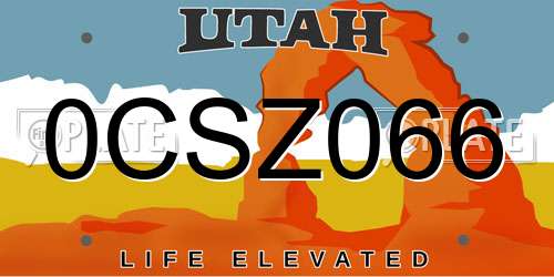 0CSZ066 Utah License Plate