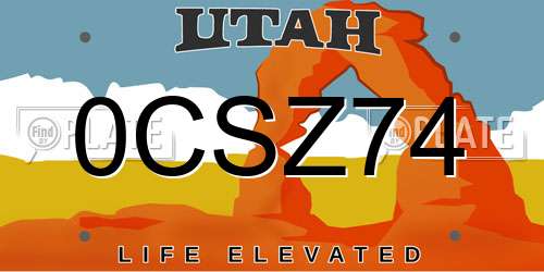 0CSZ74 Utah License Plate