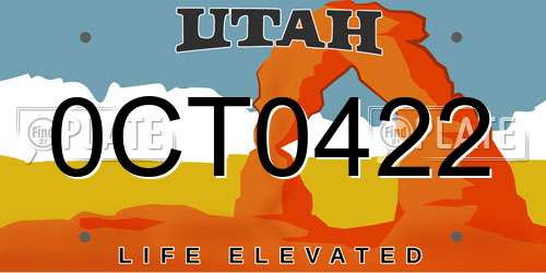 0CT0422 Utah License Plate