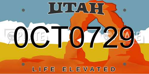 0CT0729 Utah License Plate