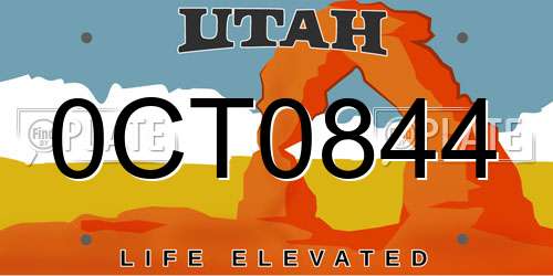0CT0844 Utah License Plate