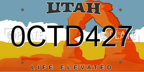 0CTD427 Utah License Plate