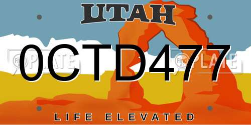 0CTD477 Utah License Plate