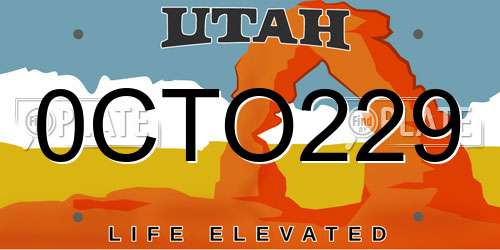 0CTO229 Utah License Plate