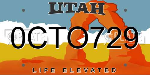 0CTO729 Utah License Plate