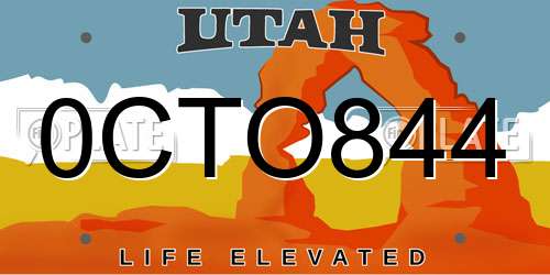 0CTO844 Utah License Plate