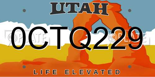 0CTQ229 Utah License Plate