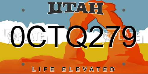 0CTQ279 Utah License Plate