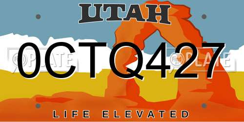 0CTQ427 Utah License Plate