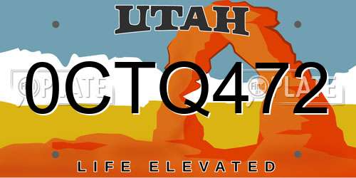 0CTQ472 Utah License Plate
