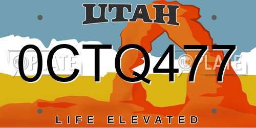 0CTQ477 Utah License Plate