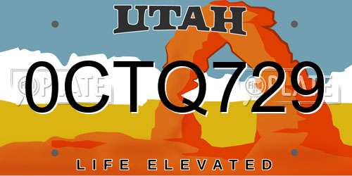 0CTQ729 Utah License Plate