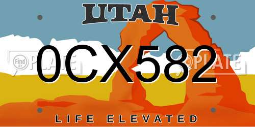 0CX582 Utah License Plate
