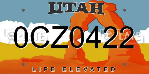 0CZ0422 Utah License Plate